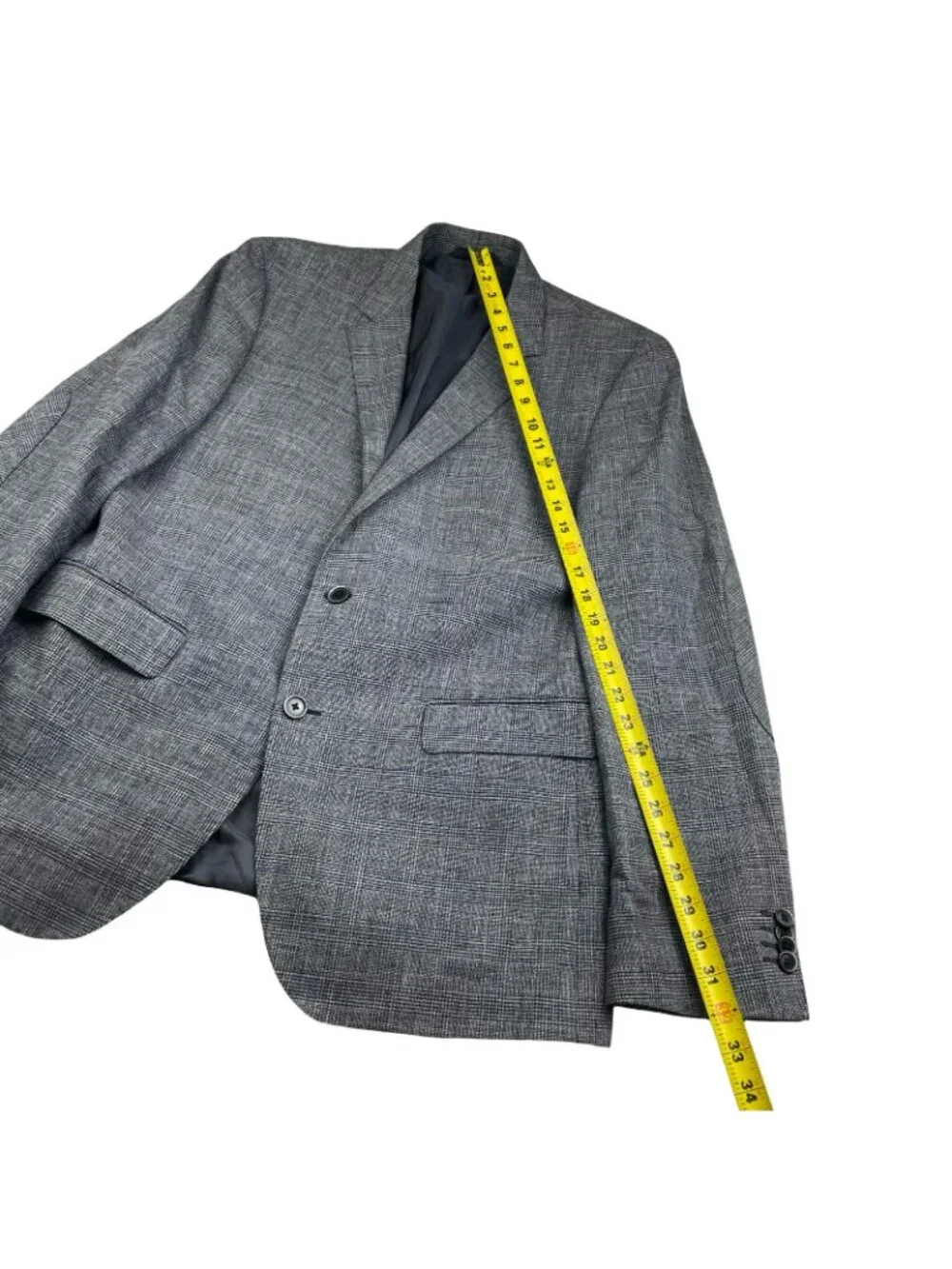 Hugo Boss Men’s The Smith13 2-Button Blazer Gray Plaid/Elbow Patches • 42R